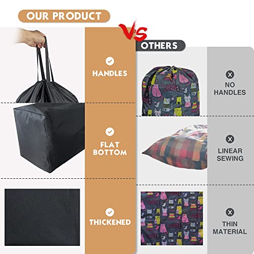 Washable Travel Laundry Bag with Handles and Drawstring (2 Pack), Heavy Duty Large Enough to Hold 3 Loads of Laundry, Fit a Laundry Basket or Clothes Hamper, 27.5x34.5 in,Black - color: Black (2 Pack)