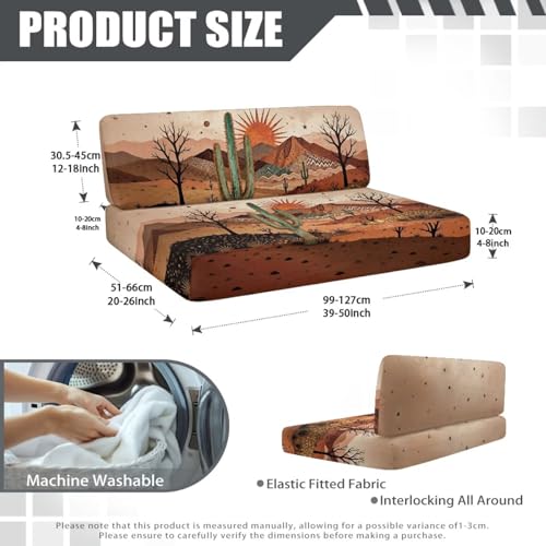 Desert Cactus RV Dinette Cushion Covers Soft Replacement Camper Cushion Slipcovers Sunset RV Sofa Furniture Protective Covers Include 1 Bench Cover and 1 Backrest Cover - color: Cactus Sunset