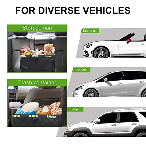 Car Trash Can 3.5 Gallons Ultra Large Car Trash Bag Hanging, Capacity Organizer and Storage with Adjustable Straps, Leakproof Lining and Spring Frame Closure for Interior Stuff Storage - size: Pack of 1