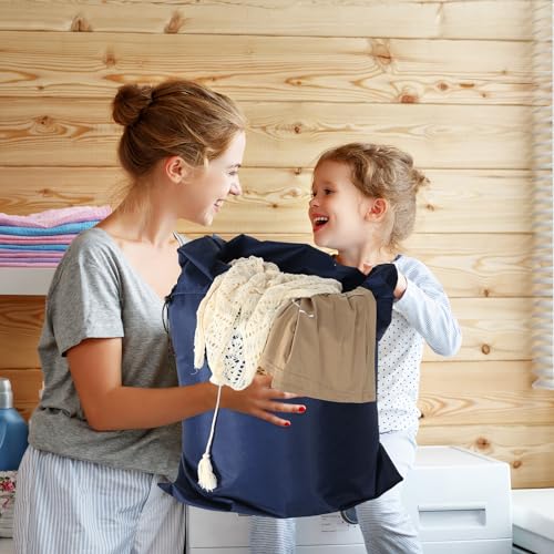 Woanger 12 Pack 28 x 45 Inch Extra Large Laundry Bags Bulk Washable Travel Laundry Bag with Drawstring Closure Large Dirty Clothes Organizer for College Dorm Home Hotel Camping(Navy Blue) - color: Navy Blue