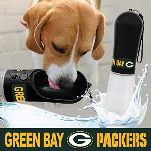 Pets First Dog Water Bottle. NFL Green Bay Packers PET Water Bottle. Best Cat Water Bottle. Water Fountain Dispenser for Dogs & Cats., Black, 13.5oz (GBP-3344) - color: Green Bay Packers