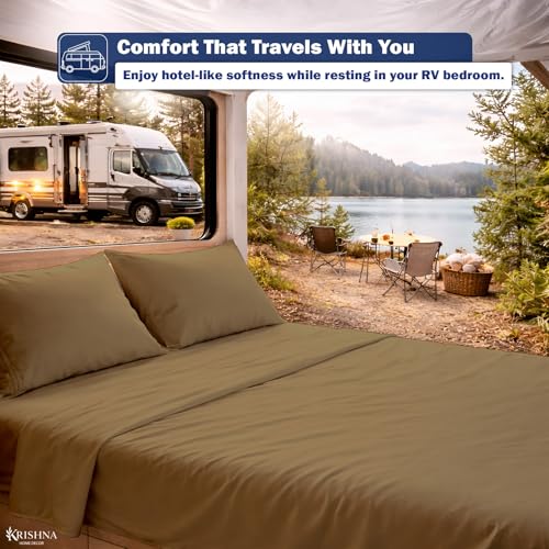 KRISHNA Twin Size 4 Piece Egyptian Cotton Sheet Set, Luxury Hotel Quality Taupe Solid Bed Sheets, Soft Breathable Cooling Bedding, 6-10 Inch Deep Pocket Fitted Sheet - color: Taupe Solid, size: Twin : 39" x 75"