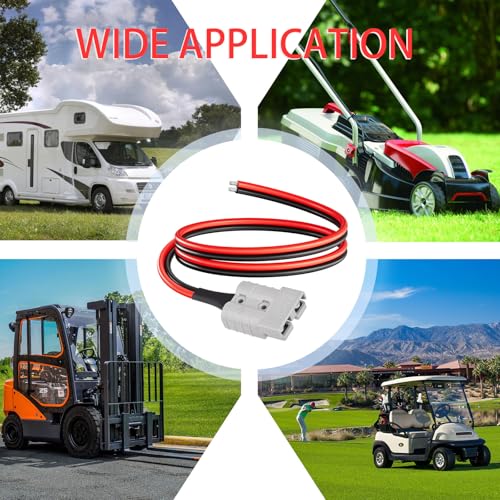ELFCULB 10AWG 2FT Anderson Connector 50 Amp Cable,Anderson SB50 Plug Battery Quick Connector Cable for Solar and Wind Energy Systems Battery Power Connections - size: 2FT