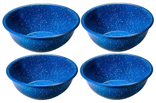 Enamelware for Camping and Backpacking - Enamel Cookware Gear Essentials for Camping and Backpacking (Made by Caddis Sports) (6 Inch Bowl (4 Pack)) - style: 6 Inch Bowl (4 Pack)