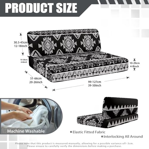 Black Tribal Pattern RV Dinette Cushion Covers South Western RV Seat Covers Dinette Booth Set - 1 Backrest & 1 Bench Cover,Camper Cushion Covers Stretch Couch Cover for RV Camper Sofa - color: Black Tribal Pattern