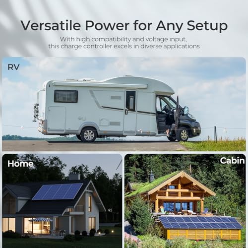 Renogy 60A MPPT Solar Charge Controller 12V/24V/36V/48V Auto, 150V Solar Input Solar Panel Controller for Lithium/AGM/Gel Batteries, Off-Grid Solar Controllers Home RV Marine Workshop - style: Rover Lite 60A