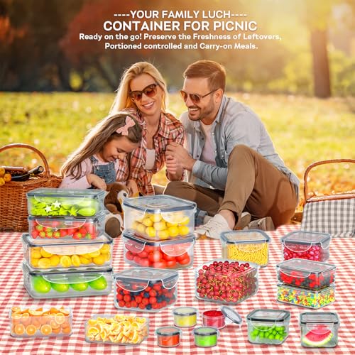 54 PCS Food Storage Containers with Lids Airtight (27 Lids &27 Containers) Leakproof Meal-Prep Kitchen Organization,Reusable Containers for Food Plastic Microwave/Dishwasher Safe with Labels & Pen - color: Transparent-54