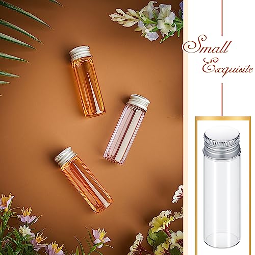 Didaey 100 Pcs Small Clear Vials Spice Mini Jars with Lids Mini Glass Bottles with Screw Aluminum Metal Caps Tiny Jars Sample Containers for Powder Cream Cosmetic Jewelry Wedding (15 ml,Silver Caps) - color: Silver Caps, size: 15 ml