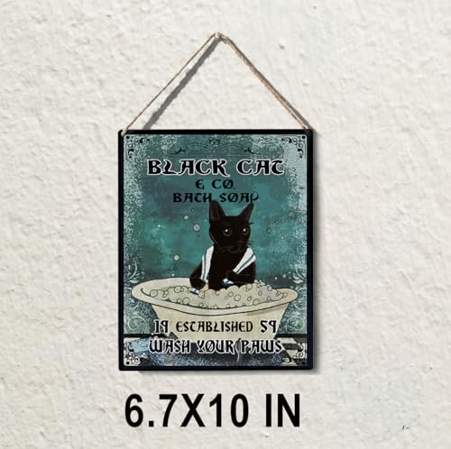 wall-pediments MP 468 Black Cat & Co. Bath Soap 1959 Striped Cat Plaque, 6.7 x 10 Inches Funny Cat Bathroom Decor - color: Generic 9953