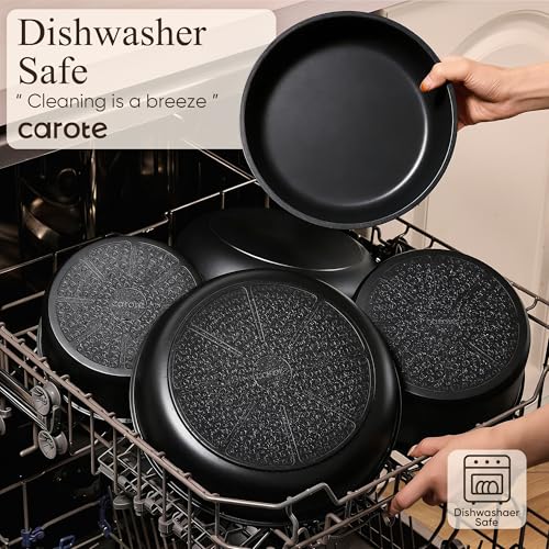 CAROTE 33pcs Pots and Pans Non Stick, Cookware Sets Detachable Handle, Induction Kitchen Pots and Pans,NonStick Cooking Set, Oven/Dishwasher/Fridge Safe, Space Saving, Mothers Day Gifts - color: Black, size: 33 Piece