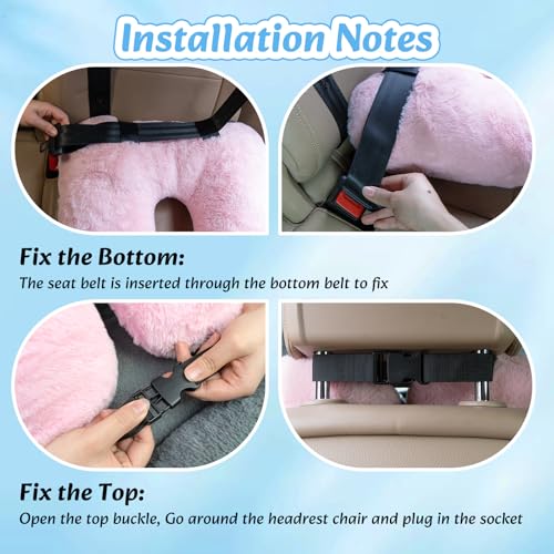 Swemos Travel Pillow, Car Pillow for Kids & Adults - Ergonomic Travel Pillows Sleeping Aid for Neck & Body Support, Car Travel Essentials Pillow on Road Trips-Pink - color: Pink