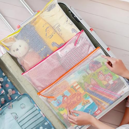 YOPCDJ 20pcs Mesh Zipper Pouch Bags Puzzle Storage Bags, A3 17x12 Inches Large Reusable Clear Zipper Pouches for Travel and Classroom Board Game Organization - size: A3, style: 25