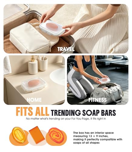 2-Pack Leakproof Travel Soap Case with Lid, Portable Soap Holder, Silicone Soap Container, Compact Soap Box for Bathroom, Shower, Gym, Camping, Hiking, Keeps Bags Dry and Clean (White & Blue) - color: White&blue