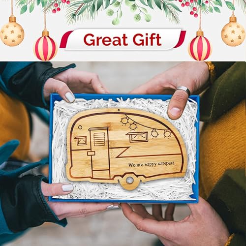 RV Cutting Board Campsite Retro Happy Camper Bamboo Wood Camper Chopping Board Perfect Funny Serving Tray for Vegetables Fruit Cheese, RV Camper gifts,Home Deco - style: RV