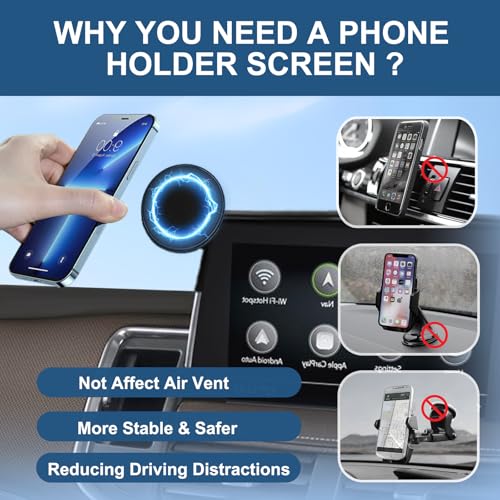 Car Phone Holder for 2021-2024 Chevy Suburban Tahoe/GMC Yukon Accessories 10.2-inch Screen Fixed Clip, Magnet Cell Phone Mount Compatible with MagSafe 360° Rotation Phone Automobile Cradles - size: 21-24 Chevy Suburban / GMC Yukon