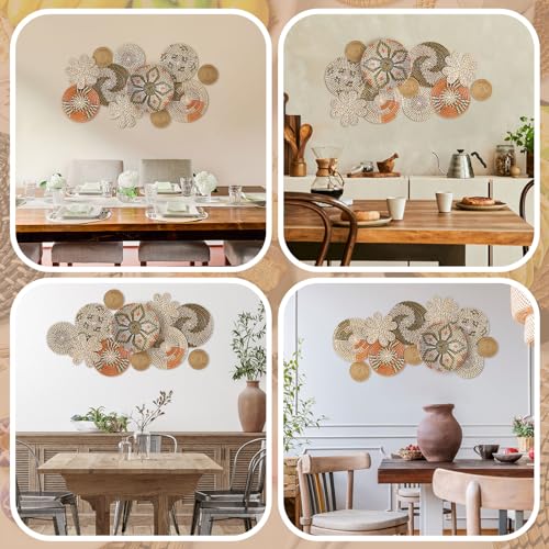 11 Pcs Boho Hanging Wall Basket Decor Handmade Woven Basket Wall Decorative Boho Wicker Baskets Placemats Round Farmhouse Bulrush Art for Rustic Home Decorations Christmas Gift(Cute) - style: Cute