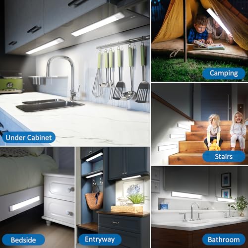 15.9 inch Motion Sensor Under Cabinet Lights, Magnetic Rechargeable Under Counter Closet Light, Wireless Night Light Bar Stick-On, Cool White, 2-Pack - color: Cool White, size: 15.9 inch