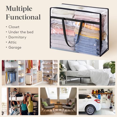 Lifewit 4 Pack Clear Clothes Storage Bags, 75L Plastic Blanket Storage Bag, Vinyl Foldable Moving Bags with Zipper, Closet Organizers and Storage Containers for Bedding, Duvet, Comforter - size: 75L