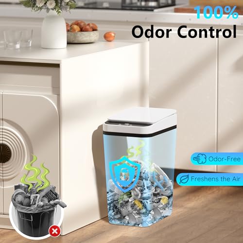 jinligogo 3Pack Bathroom Small Trash Can with Lid, 2.6 Gallon Touchless Automatic Garbage Can Slim Waterproof Motion Sensor Smart Trash Bin for Bedroom, Office, Living Room-White - color: White