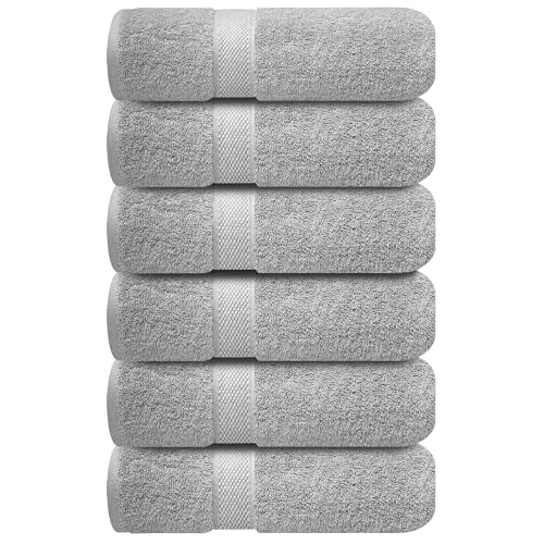 Infinitee Xclusives Gray Hand Towels for Bathroom - Set of 6 (16x28 inches) 600 GSM, 100% Cotton Ultra Soft, Quick Drying, Hotel Quality Hand Towel Set (Charming Grey, Hand Towels) - color: Charming Grey, size: Hand Towels - 6 Pack