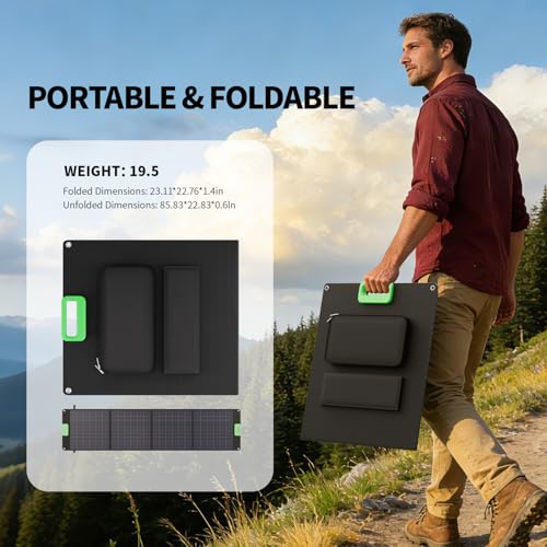 200W Portable Solar Panel Charger with 4 Kickstands, IP65 Waterproof | Foldable Solar Charger Kit with DC XT60 & Anderson Outputs for Power Stations, Outdoor RV Camping, and Emergency Blackout - color: Green
