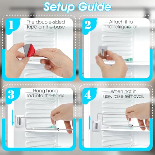 6 Pcs RV Refrigerator Bars, 12.99"-22.83" Adjustable Fridge Tension Rod Stainless Steel Camper Bar to Hold Food Drinks in Place Prevent Messy Spills During Travel for Kitchen Cupboard Bookshelf
