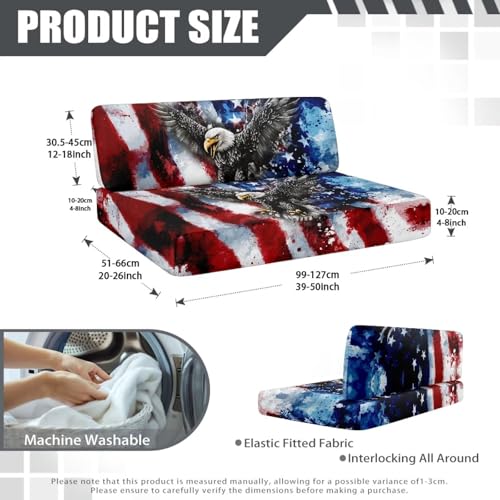 SEANATIVE RV Sofa Split Seat Cover 2-Piece Eagle American Flag Dinette Cushion Covers Replacement Camper Couch Cover Sofa Seat Cushion Slipcovers Dust Proof Bench Slip Cover Rectangle - color: Eagle American Flag