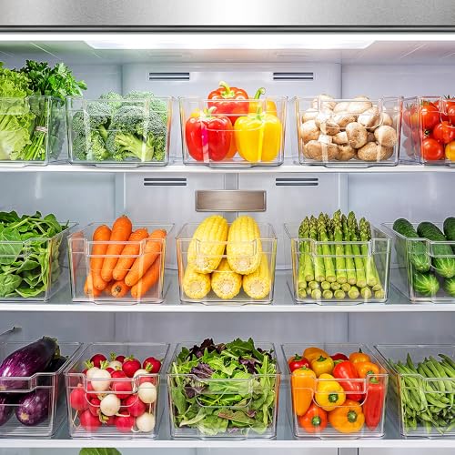 Zulay Kitchen 4 Pack Clear Refrigerator Organizer Bins - Large Fridge Organizers and Storage Containers - Transparent, BPA Free, Durable, Shatterproof - size: L 12.5" x W 8.3"