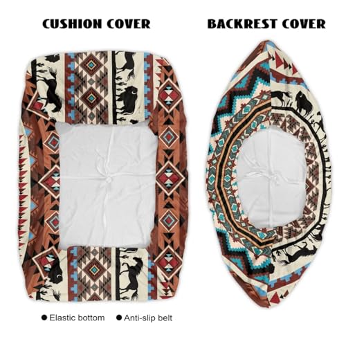 Aztec Southwest American Tribal Pattern 2 Pcs RV Dinette Cushion Covers Thickened Sofa Furniture Protector Breathable Loveseat Sofa Chair Cover Seat Slipover for Travel Trailer Couch - color: Aztec Southwest American Tribal