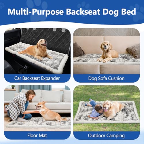 Thickened Dog Bed for Car Back Seat, Upgraded Bottom Non-Slip,Fits Hard Bottom car seat Cover for Dogs, Premium Mixed Color ,Dog Car Seat Cover - color: Grey-white