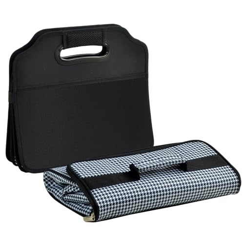 Picnic at Ascot 3 Section Folding Trunk Organizer- with Removable Cooler- Designed & Quality Approved in the USA - color: Houndstooth