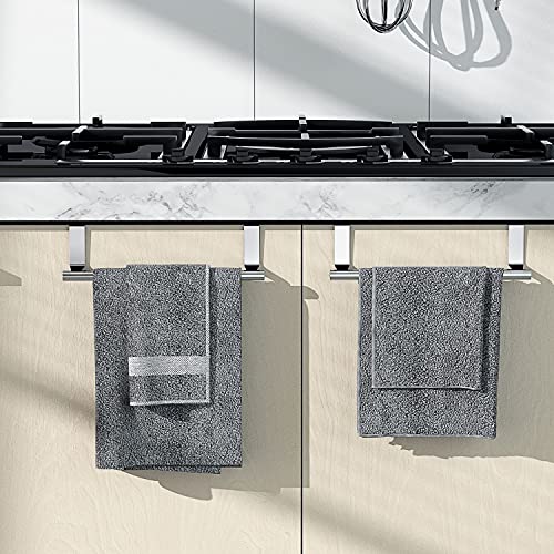 Stainless Steel Over Door Towel Rack Bar Holders for Universal Fit on Over Cabinet Cupboard Doors 2 Pack (Sliver) - color: Sliver