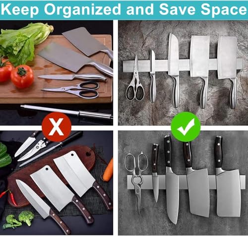 Magnetic Knife Holder for Wall 18 Inch Knife Magnetic Strip Refrigerator Knife Magnet Bar Wall Mount Knife Rack for RV Kitchen Utensil Holder Metal Tool Holder Knife Block for Kitchen Organization - size: 18 inches