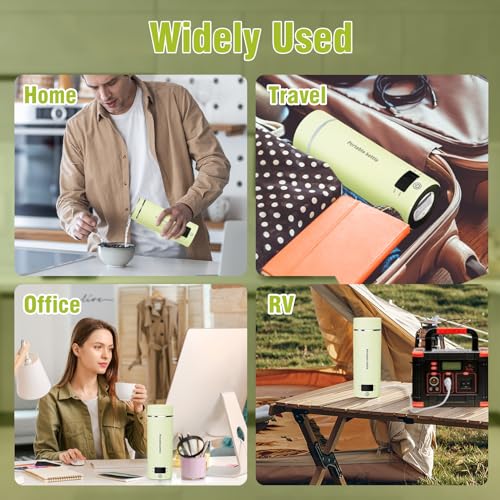 Travel Electric Kettle Portable Mini Kettle,Small Hot Water Boiler with 4 Temperature Settings,304 Stainless Steel,Fast Boiling Water with Auto Shut-Off and Boil Dry Protection,400ml (Green, 400ML) - color: Green