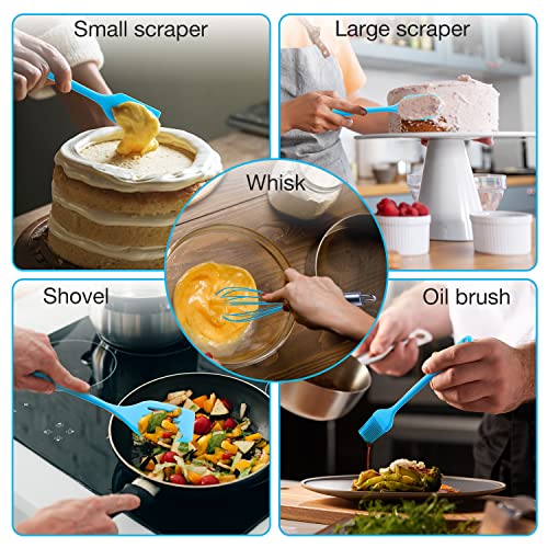 13 Pcs Mixing Bowls Set, RV Camping Accessories Set, Apartment Kitchen Gadget Easy Storage, Inculding Measuring Cups Colander Sifter Large Bowl Whisk Scraper, Great for Cooking and Baking, No BPA - color: Light Blue-1