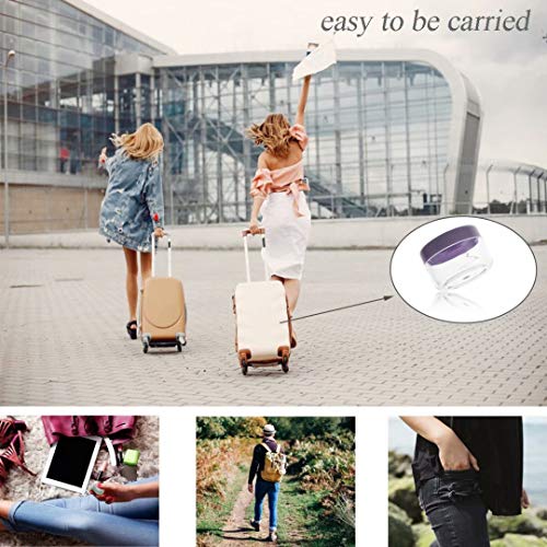 5 Gram Sample Containers with Lids, Mini Makeup Containers, Empty Plastic Travel Cosmetic Containers with Labels(50 Count, Purple Lid) - color: Purple