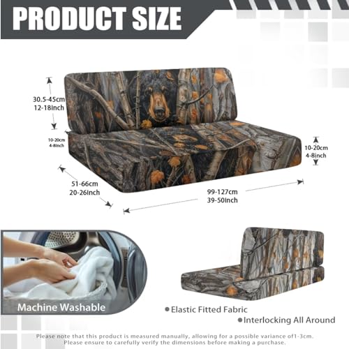 Bear Branch Pattern 3 Pcs RV Dinette Cushion Covers Breathable RV Couch Cover Elastic Loveseat Sofa Chair Cover Pillow Case Furniture Protector for RV Camper Car Bench - color: Bear Branch