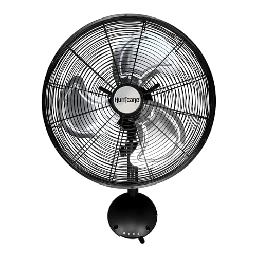 Hurricane 16" High Velocity Pro Oscillating Metal Wall Mount Fan w/ 3 Speeds, Black - Corded Electric Air Cooling Unit w/Powerful 2400 CFM Airflow for Home, Garage, Gym, Workshop & Greenhouse - style: 16" High Velocity