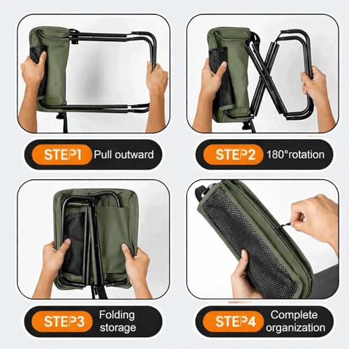 Foldable Stool with Carrying Bag,Compact Folding Chair with Shoulder Strap, Lightweight Outdoor Seat for Fishing, Camping, Hiking, Garden, Beach, Sports Games, Festivals (Green) - color: Green