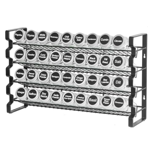 VEVOR Spice Rack Organizer for Cabinet, Spice Organizer with 36 Empty Spice Jars, Lids, Spice Labels, and Funnel Complete Set, Seasoning Organizer for Countertop, Kitchen, Pantry, Cupboard, 18x11 in - size: 18x11 in