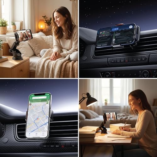 Wireless Car Charger Phone Holder, 15W Auto Clamping Car Phone Mount Charger with Gesture Control, 90 Degree Auto Rotation, Dual Vent and Dashboard Mount for iPhone and Android