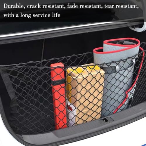 Car Rear Cargo Net, Adjustable Elastic Automotive Trunk Organizer Mesh Pouch Bag, Stretchable Cargo Storage Net, Vehicle Interior Accessories, Universal for RV, SUV, Truck (Large) - size: 43.31 x 15.75inches