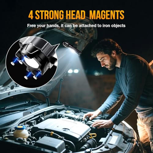 Car Emergency Flashlights Rechargeable 2Packs, 990,000L High Lumens Car Flashlight Emergency Kit, 7 Modes Tactical LED Flash Light with Window Breaker, Belt Cutter, Alarm Buzzer, Magnet, USB C for Car - size: 2pc-XL