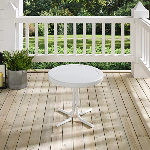 Crosley Furniture Griffith Weather Resistant Retro Metal Outdoor Side Table for Patio, Deck, Porch, Alabaster White - color: Alabaster White