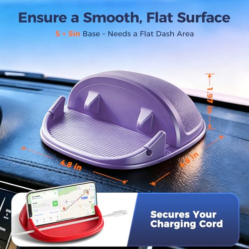 Loncaster Car Phone Holder, Car Phone Mount Silicone Car Pad Mat for Various Dashboards, Slip Free Desk Phone Stand Compatible with iPhone, Samsung, Android Smartphones, GPS Devices More (Purple) - color: Purple
