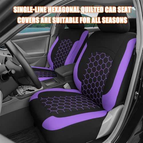 Car Seat Cover Full Sets, Polyester Foam Breathable Waterproof Vehicle Split Front Rear Seat Protectors, Automotive Interior Chair Cushion Pad, Universal for SUV RV Truck (Purple) - color: Purple