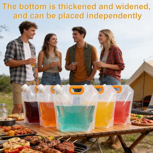 24 Pcs 1.3 Gal Collapsible Water Storage Bag, Emergency Water Jug | Foldable, Funnel & Stickers, Plastic Storage Pouch, Freezable Carrier Tank, Outdoor, Camping, Sport, Hiking