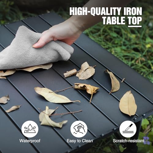 REDCAMP Roll Up Camping Tables that Fold Up, Lightweight Portable Compact Metal Camp Table for Grill Outdoor Picnic, Black Square 28x28 inches - size: 28"Lx28"Wx28"H