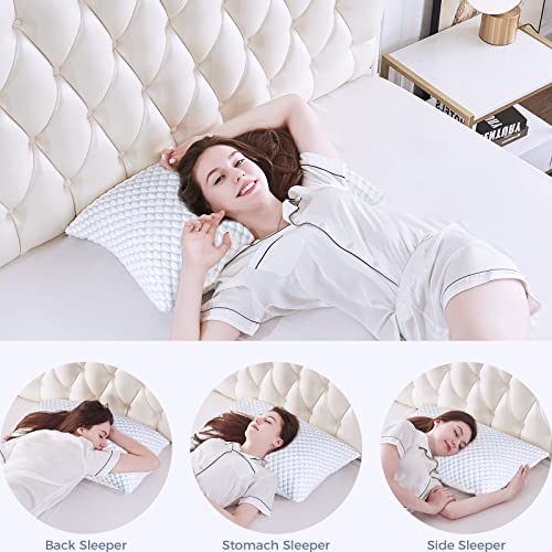 OSBED Shredded Memory Foam Pillows Queen Size Set of 2 | Neck pain relief, supportive, odorless, cooling pillow, adjustable, washable, CertiPUR-US hypoallergenic adult pillow - size: Queen (Pack of 2)