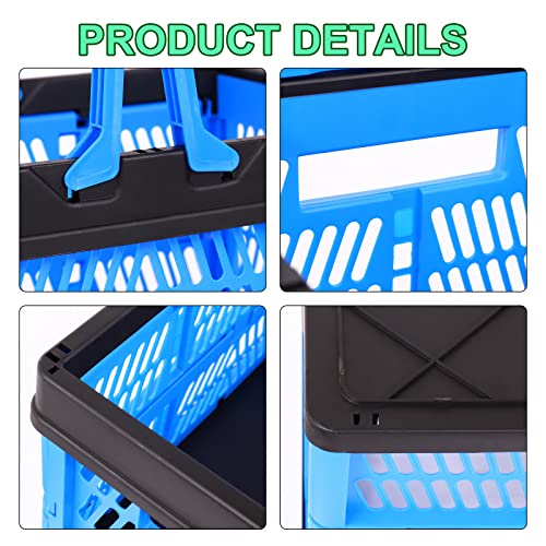 3-Pack Collapsible Storage Baskets, Stackable Plastic Crates with Handles for Freezer Organization, Grocery Shopping, RV Camping & Home Storage, Holds 20 lbs Each, Folds Flat to 1.7"